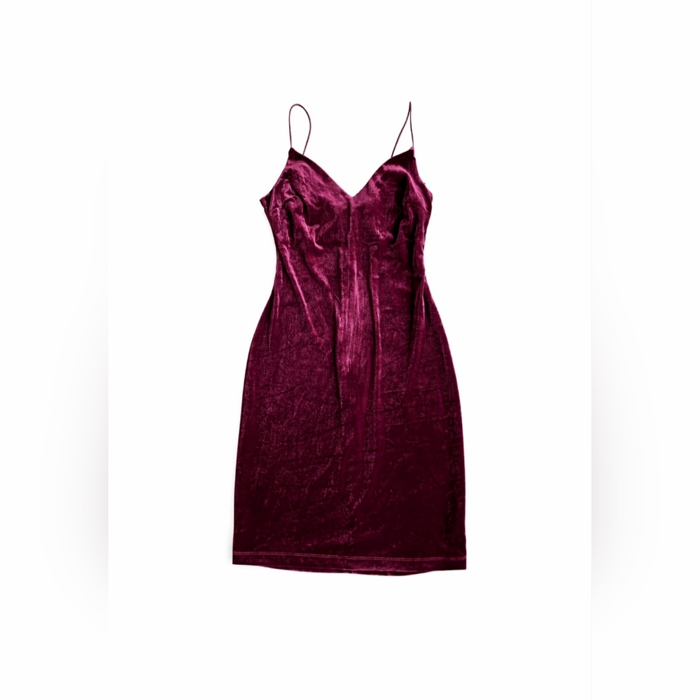 Y2K Dark Romantic Crushed Velet Burgundy Mini Slip Dress Size XS